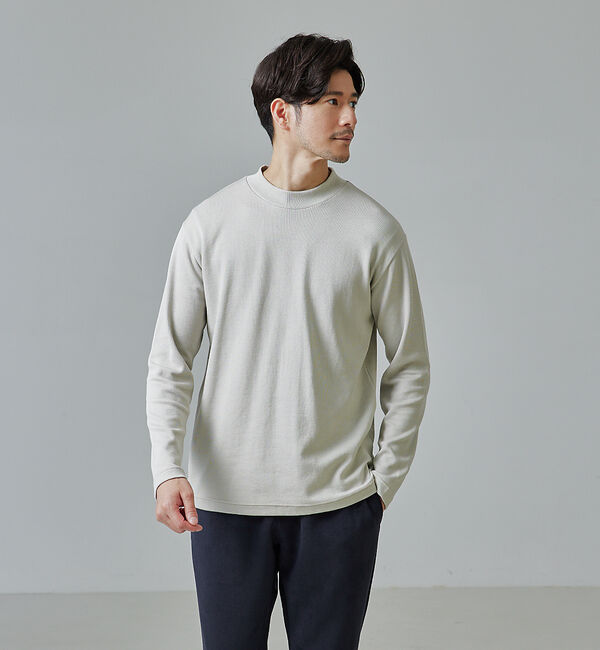 ABAHOUSE「【モックネック】ハリヌキ ストレッチ 長袖 Ｔシャツ」|Tシャツ・カットソー|グレージュ