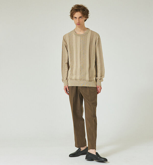ABAHOUSE「【セットアップ対応】ワイドテーパード  ストライプ イージーパンツ / スラック」|スラックス|