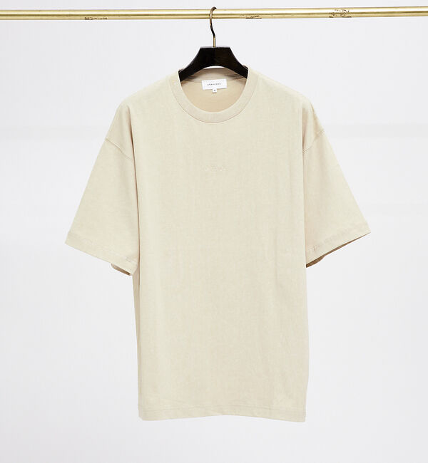 ABAHOUSE「【ヴィンテージ風】ピグメントプリント　刺繍Tシャツ」|Tシャツ・カットソー|アイボリー