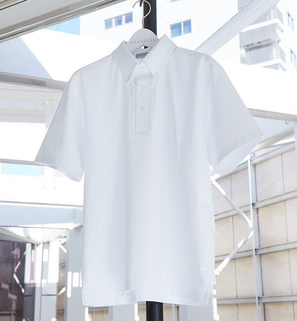 ABAHOUSE「シルケット天竺 ボタンダウン ポロシャツ」|ポロシャツ|ホワイト