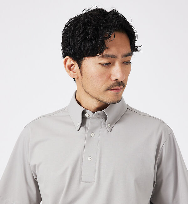 ABAHOUSE「シルケット天竺 ボタンダウン ポロシャツ」|ポロシャツ|グレージュ