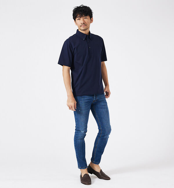 ABAHOUSE「シルケット天竺 ボタンダウン ポロシャツ」|ポロシャツ|