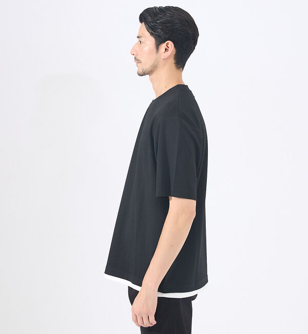 ABAHOUSE「【レイヤード】ストライプ ジャガード 半袖Tシャツ」|Tシャツ・カットソー|