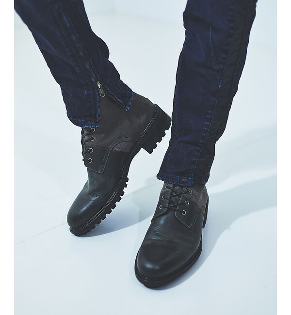 alfredoBANNISTER「【定番】ベロア切替 レースアップブーツ」|ショートブーツ|