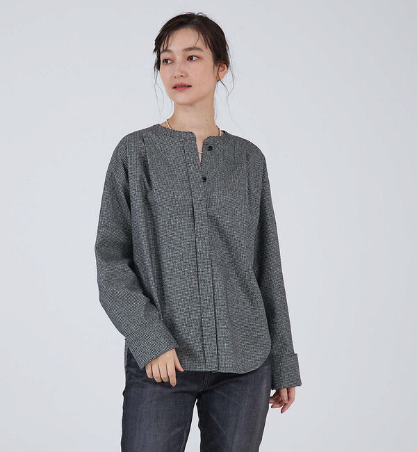 qualite「【セットアップ対応】ウールサキソニーWカフスシャツ」|シャツ・ブラウス|チェック