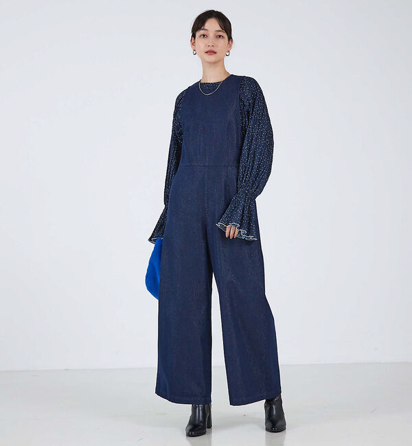 qualite「ラメデニムオールインワン」|オールインワン|