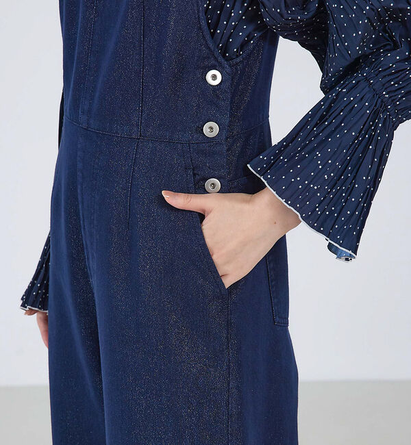 qualite「ラメデニムオールインワン」|オールインワン|