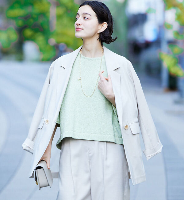 qualite「シャークスキンダブルジャケット」|その他|ピンクベージュ