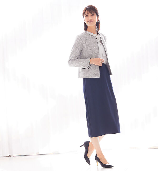 abahouse mavie「綾織ツイードジャケット」|ノーカラージャケット|