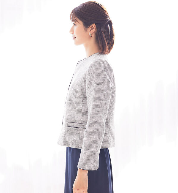abahouse mavie「綾織ツイードジャケット」|ノーカラージャケット|
