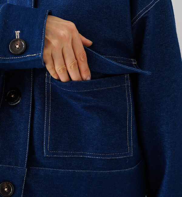 abahouse mavie「ジャージーデニムショートジャケット」|ノーカラージャケット|