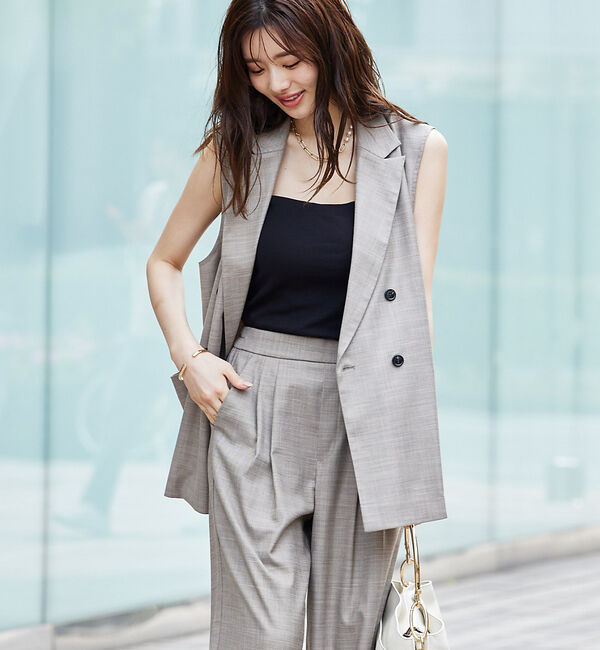 abahouse mavie「【セットアップ対応】リネンライクベスト」|ベスト・ジレ|