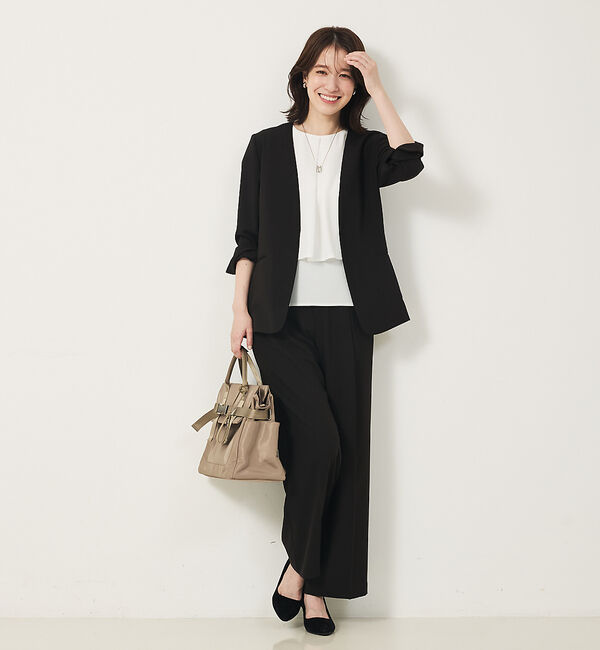 abahouse mavie「【２点セットアップ/エニデイカセット・サマー】ジョーゼット ジャケット＆パンツセ」|ノーカラージャケット|