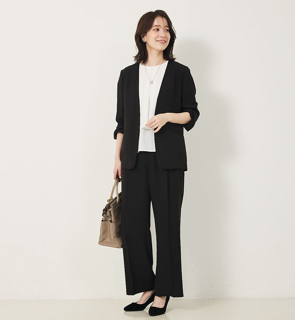 abahouse mavie「【２点セットアップ/エニデイカセット・サマー】ジョーゼット ジャケット＆パンツセ」|ノーカラージャケット|