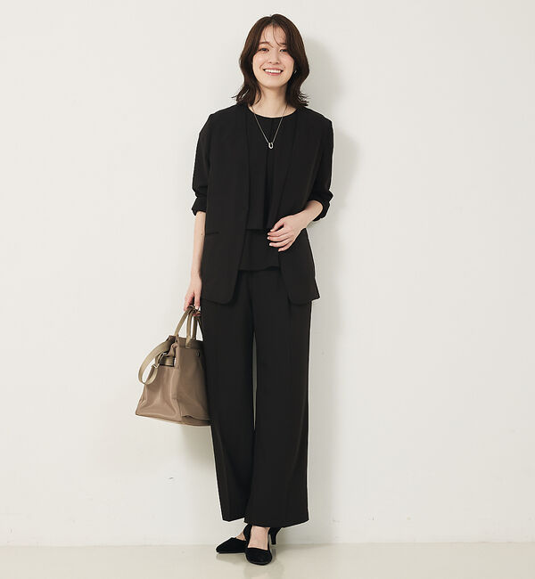 abahouse mavie「【２点セットアップ/エニデイカセット・サマー】ジョーゼット ジャケット＆パンツセ」|ノーカラージャケット|