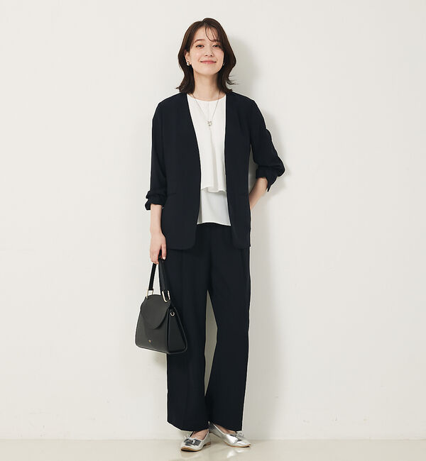 abahouse mavie「【２点セットアップ/エニデイカセット・サマー】ジョーゼット ジャケット＆パンツセ」|ノーカラージャケット|
