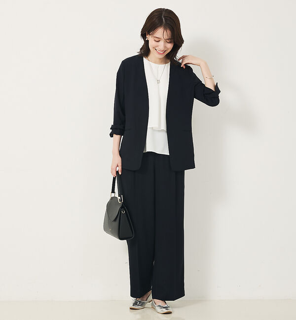 abahouse mavie「【２点セットアップ/エニデイカセット・サマー】ジョーゼット ジャケット＆パンツセ」|ノーカラージャケット|