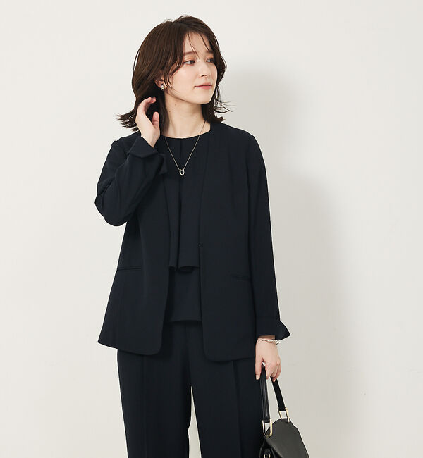abahouse mavie「【２点セットアップ/エニデイカセット・サマー】ジョーゼット ジャケット＆パンツセ」|ノーカラージャケット|