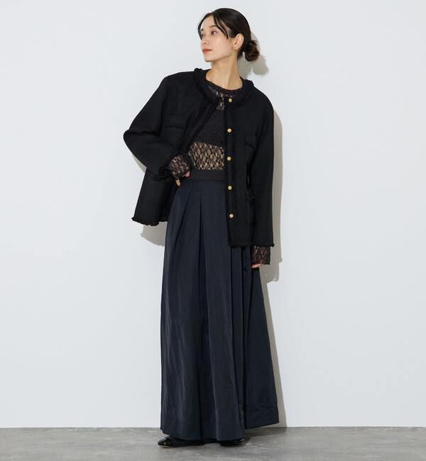 Liesse「フリンジノーカラーツイードジャケット」|ノーカラージャケット|