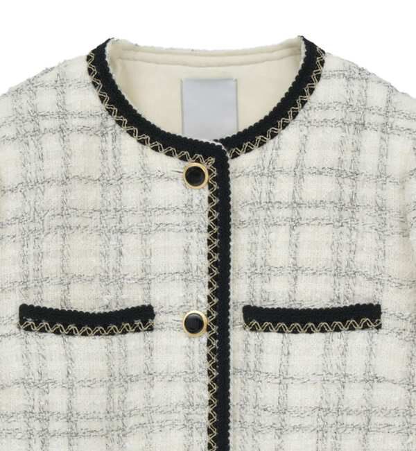 A_「【A＿/エース】ツイードジャケット」|ノーカラージャケット|