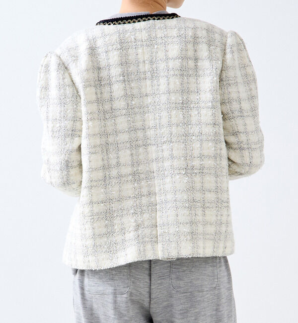 A_「【A＿/エース】ツイードジャケット」|ノーカラージャケット|