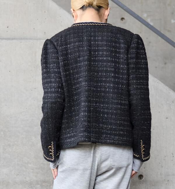 A_「【A＿/エース】ツイードジャケット」|ノーカラージャケット|