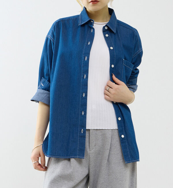 SOFFITTO「ビックチェックシャツ」|シャツ・ブラウス|インディゴブルー