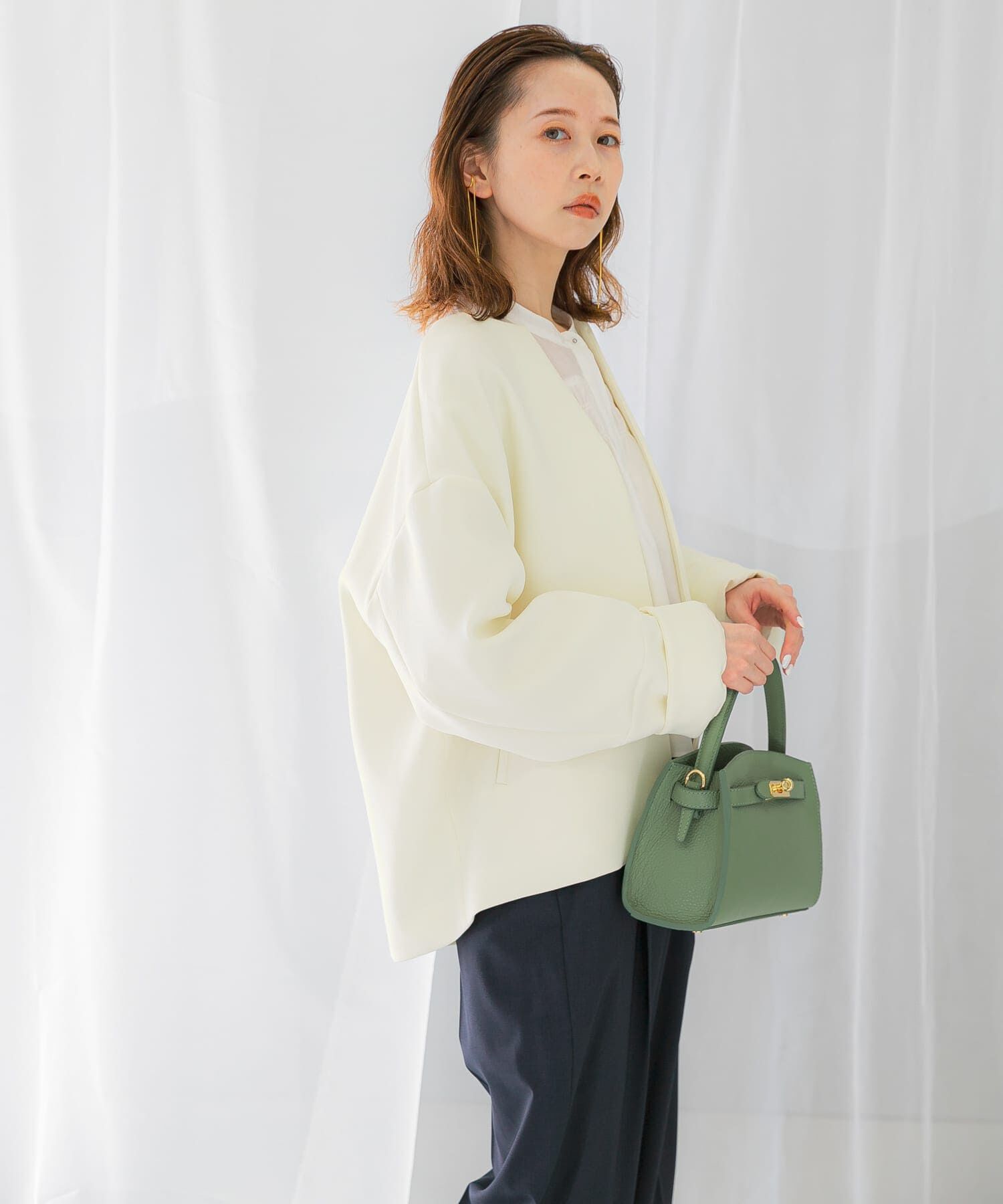 URBAN RESEARCH ROSSO「UVカットトリプルクロスショートコート」|ノーカラージャケット|