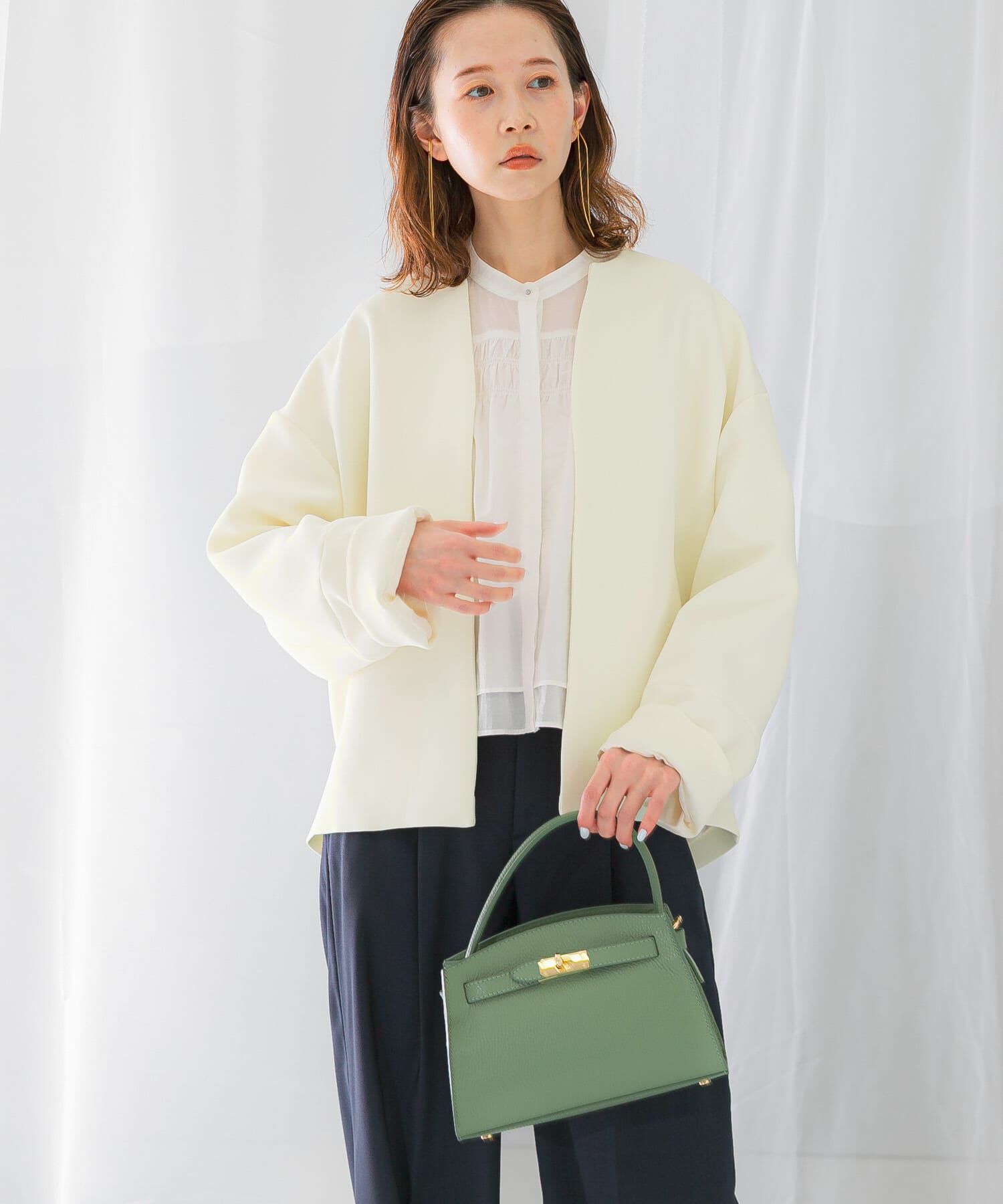 URBAN RESEARCH ROSSO「UVカットトリプルクロスショートコート」|ノーカラージャケット|