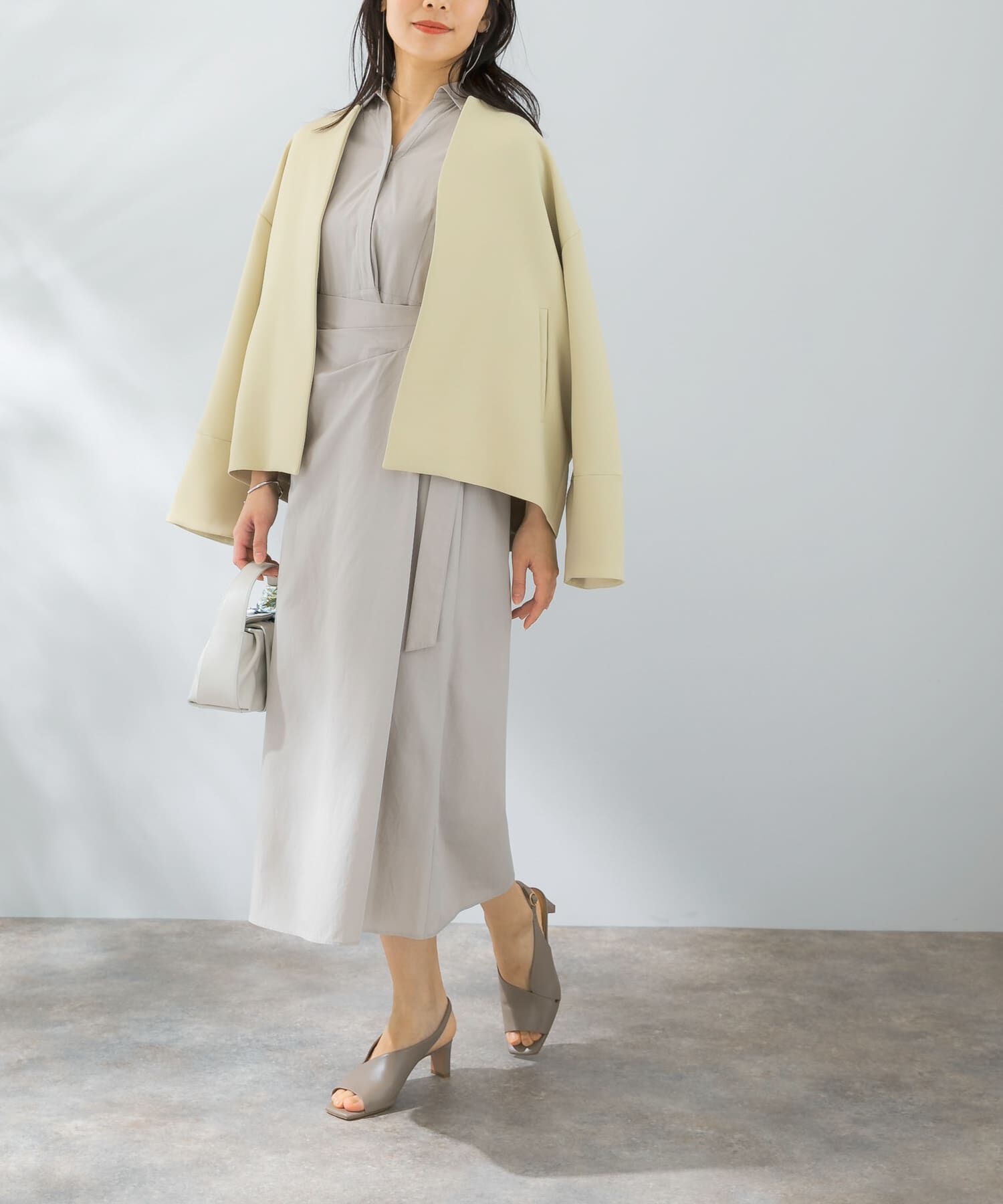 URBAN RESEARCH ROSSO「UVカットトリプルクロスショートコート」|ノーカラージャケット|