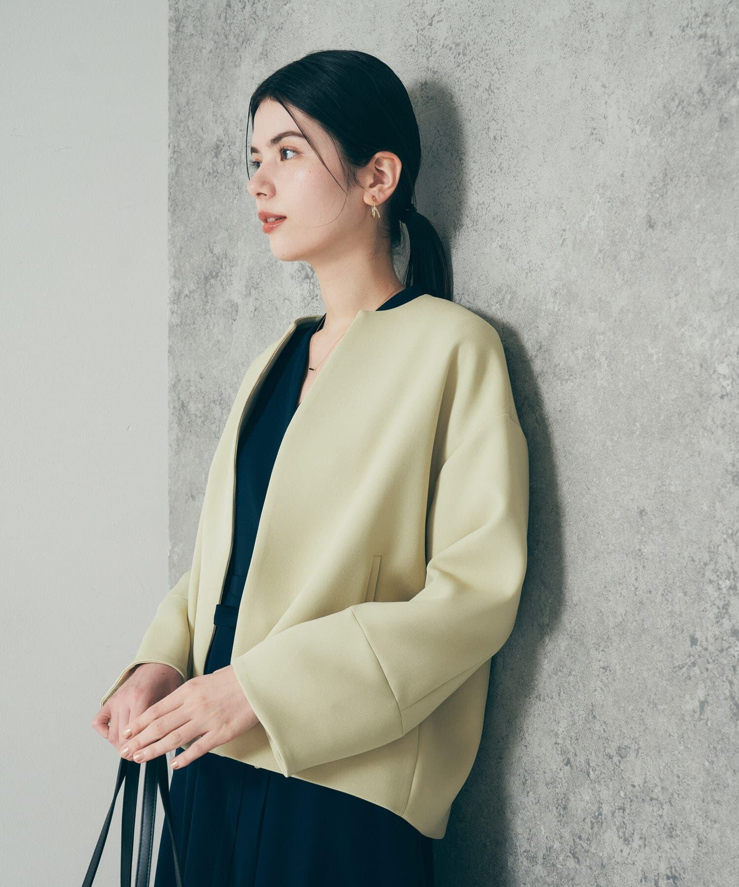 URBAN RESEARCH ROSSO「UVカットトリプルクロスショートコート」|ノーカラージャケット|