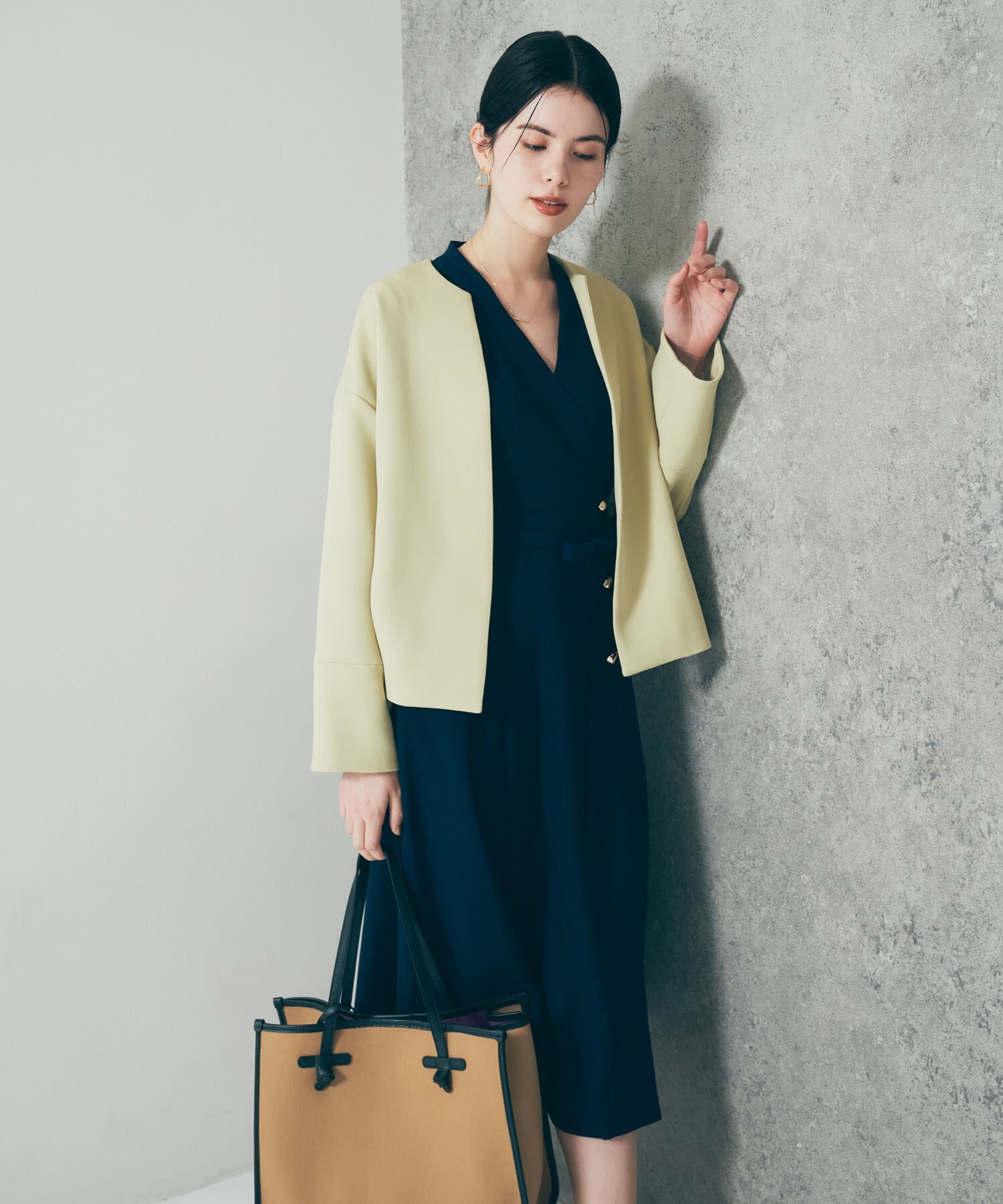 URBAN RESEARCH ROSSO「UVカットトリプルクロスショートコート」|ノーカラージャケット|