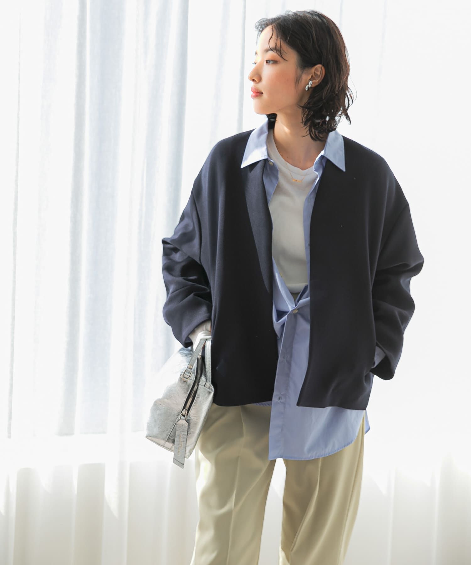 URBAN RESEARCH ROSSO「UVカットトリプルクロスショートコート」|ノーカラージャケット|