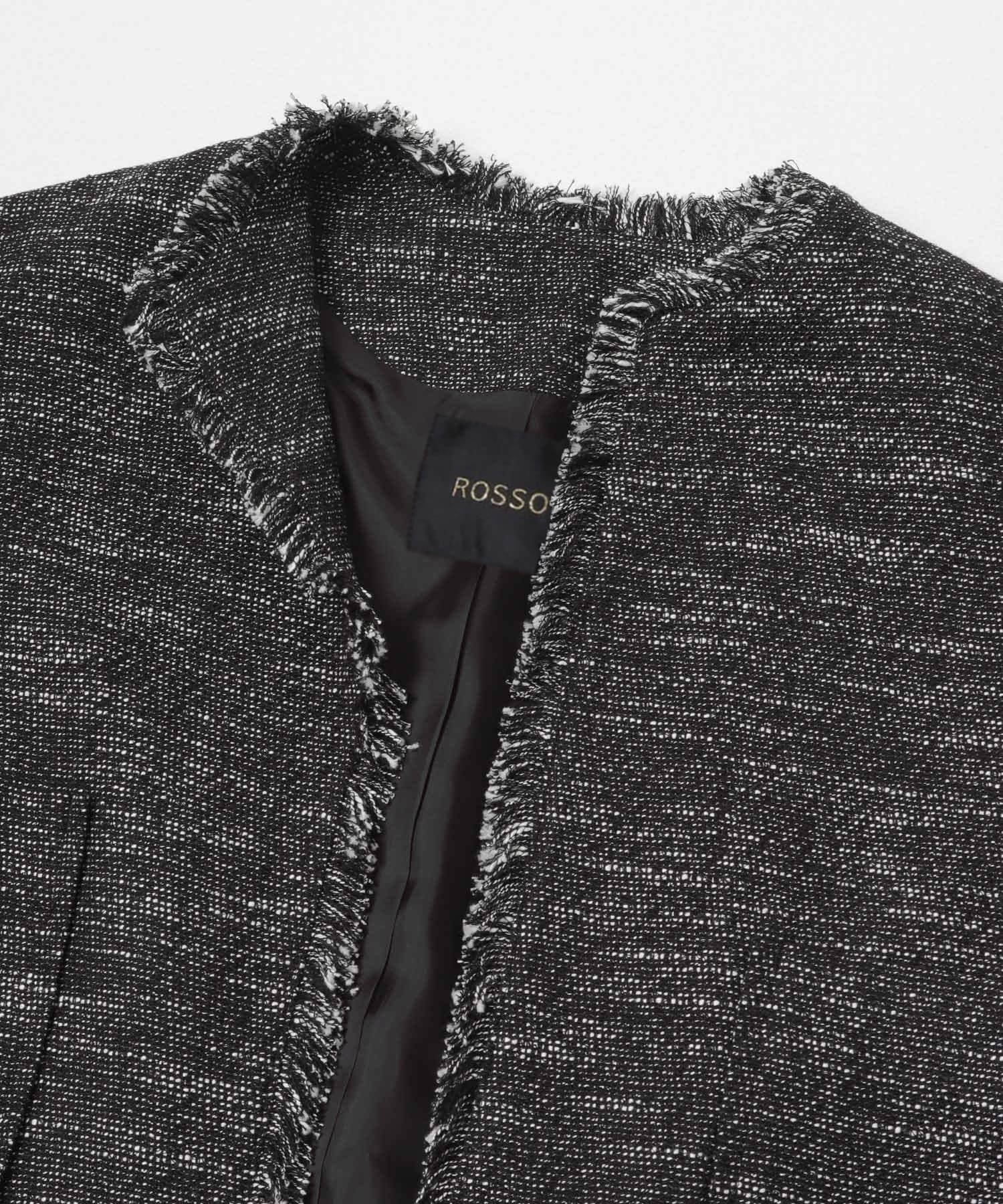 URBAN RESEARCH ROSSO「ツイードショートジャケット」|ノーカラージャケット|