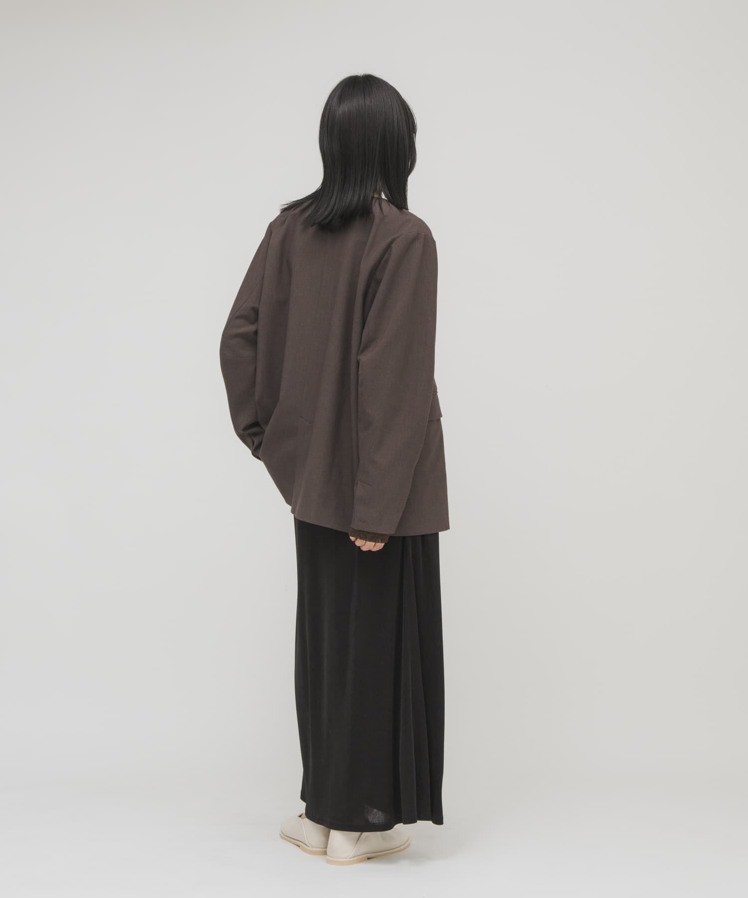  「ノーカラーデザインジャケット」|ノーカラージャケット|