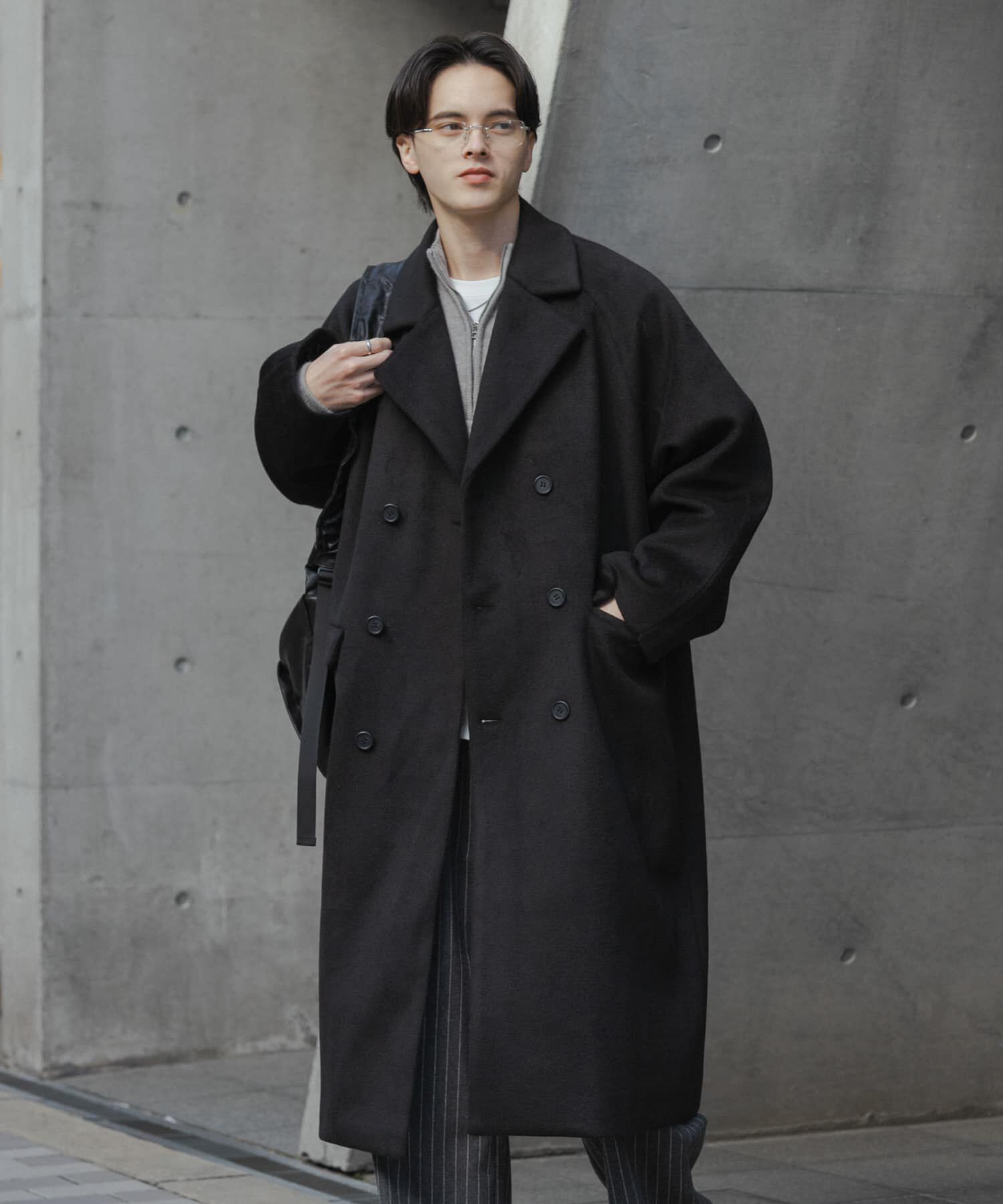 SENSE OF PLACE by URBAN RESEARCH「ウールブレンドダブルロングコート」|ノーカラーコート|