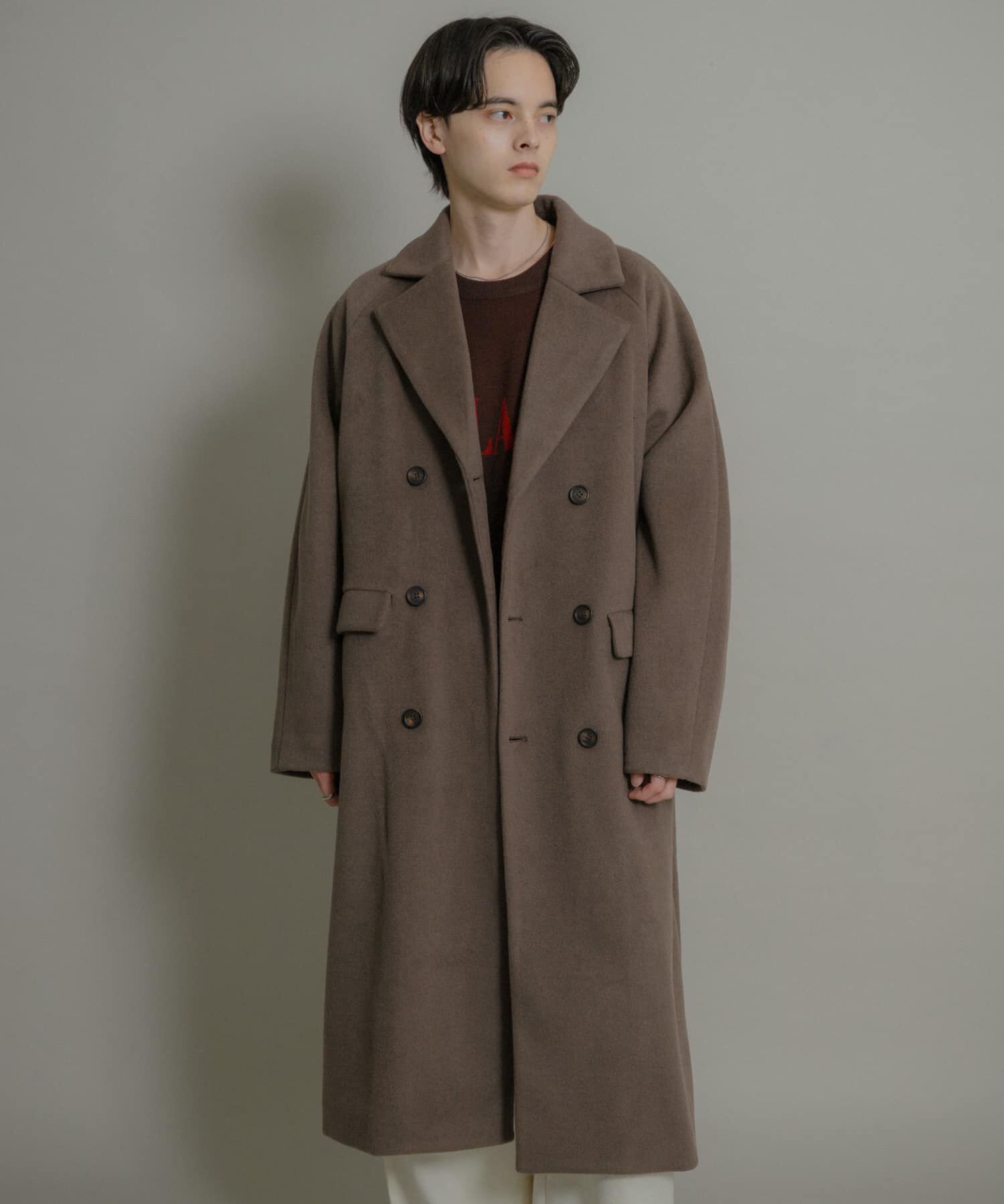 SENSE OF PLACE by URBAN RESEARCH「ウールブレンドダブルロングコート」|ノーカラーコート|