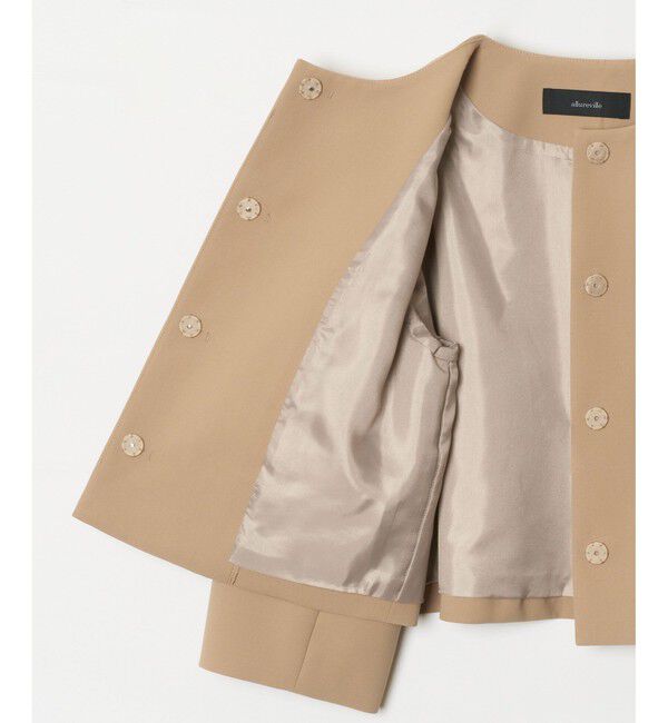 allureville「ダブルクロスノーカラーショートジャケット」|ノーカラージャケット|