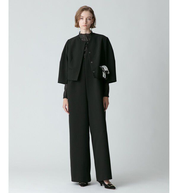 allureville「ダブルクロスノーカラーショートジャケット」|ノーカラージャケット|