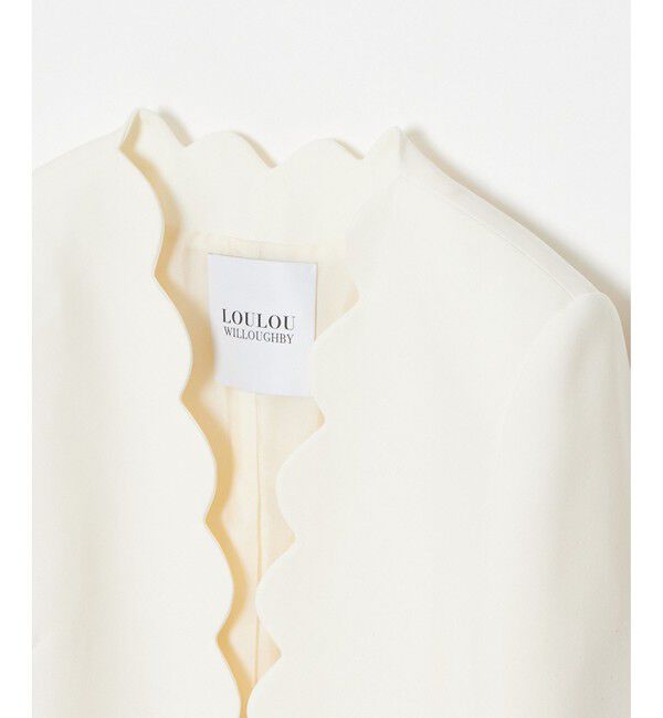 LOULOU WILLOUGHBY「【LOULOU WILLOUGHBY】ダブルクロススカラップジャケット」|ノーカラージャケット|