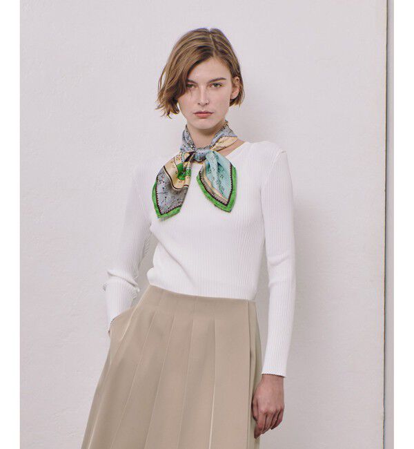 allureville「リブキリカエデザインプルオーバー」|ニット・セーター|オフホワイト