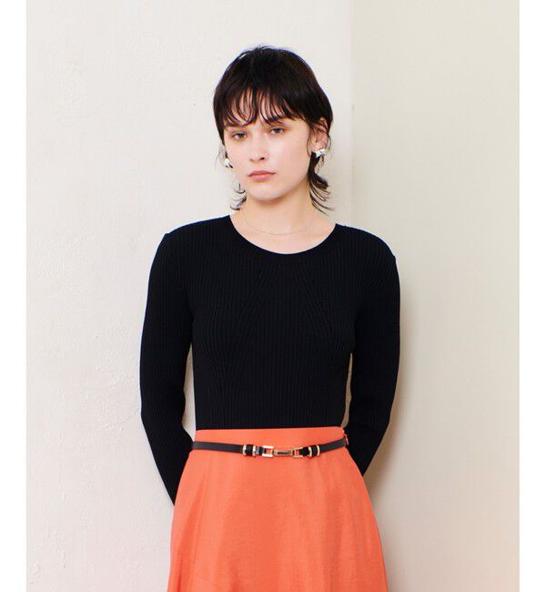 allureville「リブキリカエデザインプルオーバー」|ニット・セーター|ブラック