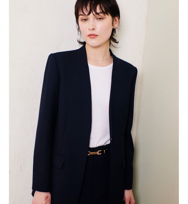 allureville「マットストレッチノーカラージャケット」|ノーカラージャケット|