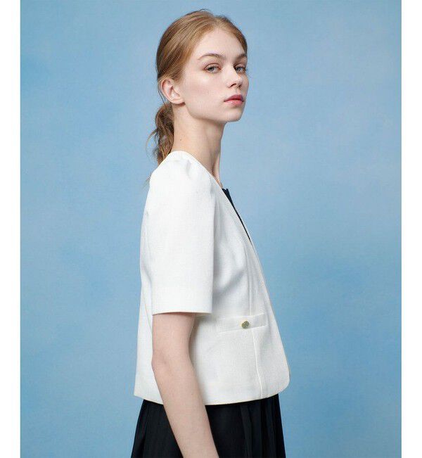 LOULOU WILLOUGHBY「【LOULOU WILLOUGHBY】ブライトリネン半袖ジャケット」|ノーカラージャケット|