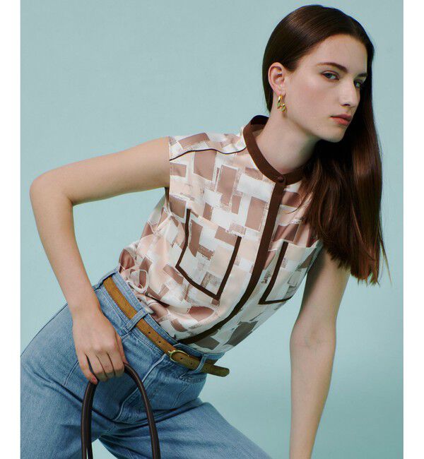 allureville「LISAジオメトリックプリントノースリブラウス」|シャツ・ブラウス|