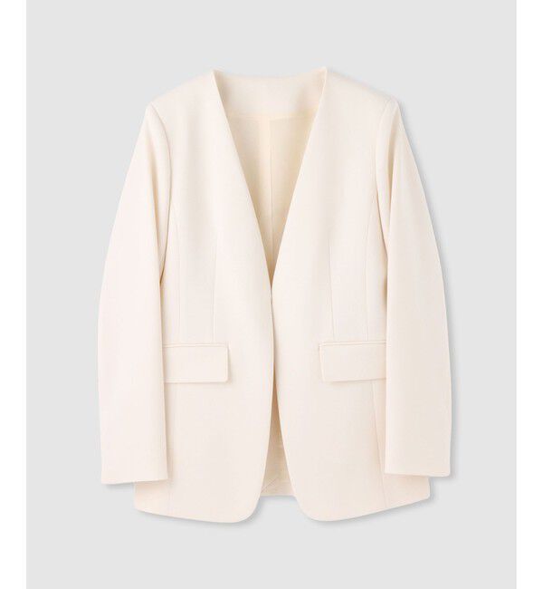 LOULOU WILLOUGHBY「【LOULOU WILLOUGHBY】ダブルクロスノーカラージャケット」|ノーカラージャケット|アイボリー