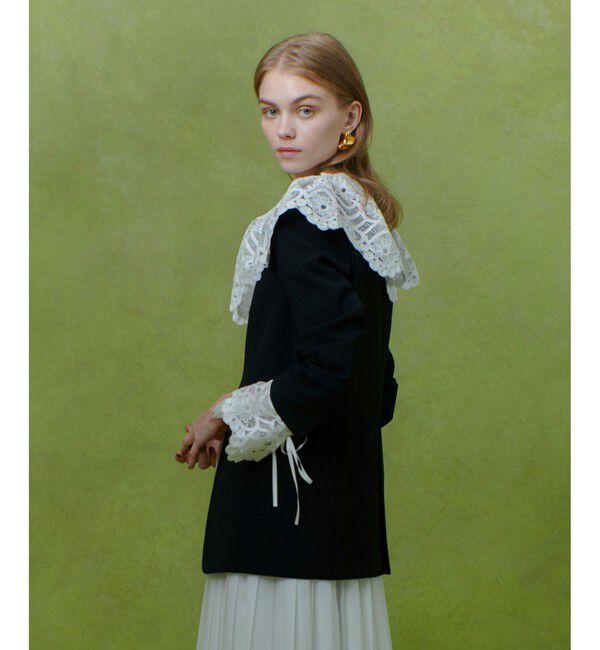 LOULOU WILLOUGHBY「【LOULOU WILLOUGHBY】ダブルクロスノーカラージャケット」|ノーカラージャケット|