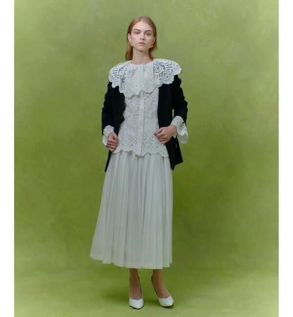 LOULOU WILLOUGHBY「【LOULOU WILLOUGHBY】ダブルクロスノーカラージャケット」|ノーカラージャケット|