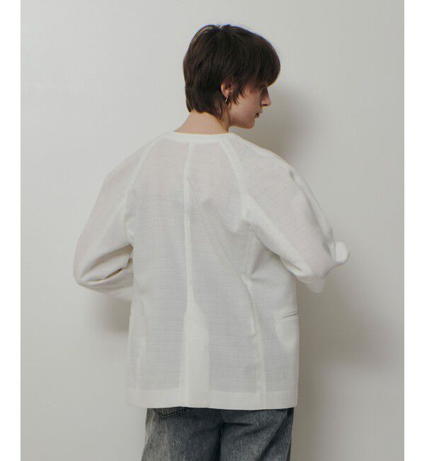 allureville「ハーフスリーブカラーレスジャケット」|ノーカラージャケット|