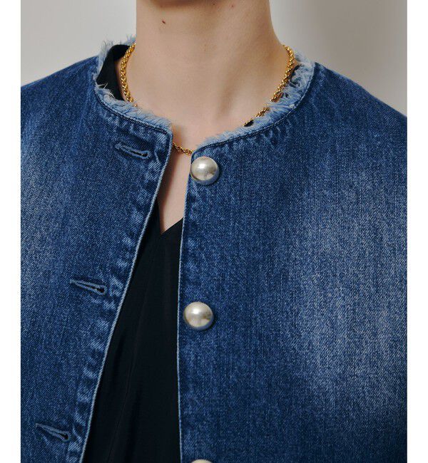 allureville「デニムノーカラージャケット」|ノーカラージャケット|